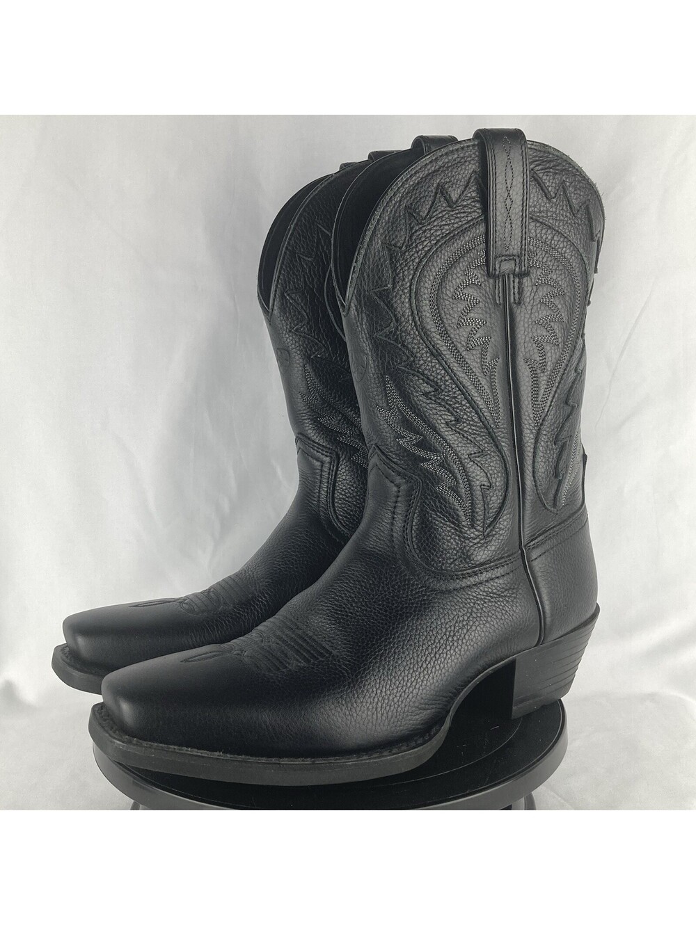 Men’s 10 D Ariat Heritage Western Boots Black Leather Square Toe Cowboy 10010938